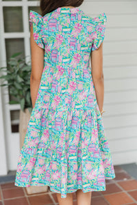 Girls: Make It Your Own Blue Books And Florals Midi Dress