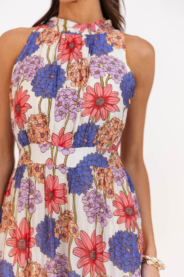 Fresh Focus Blue Floral Maxi Dress