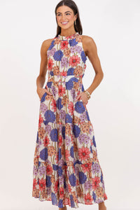 Fresh Focus Blue Floral Maxi Dress