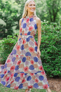 Fresh Focus Blue Floral Maxi Dress