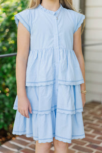 Girls: Darling Details Light Blue Tiered Dress