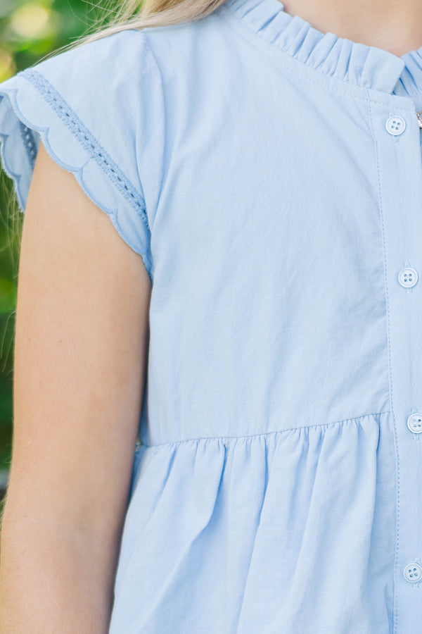 Girls: Darling Details Light Blue Tiered Dress