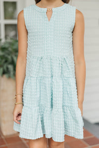 Girls: Bright Moment Mint Textured Dress