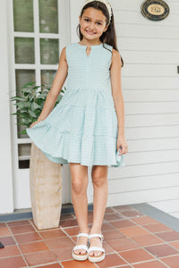 Girls: Bright Moment Mint Textured Dress