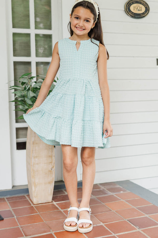 Girls: Bright Moment Mint Textured Dress