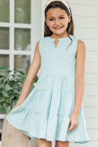 Girls: Bright Moment Mint Textured Dress