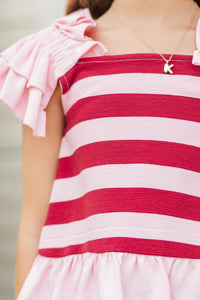 Girls: For All the Moments Burgundy Striped Tank