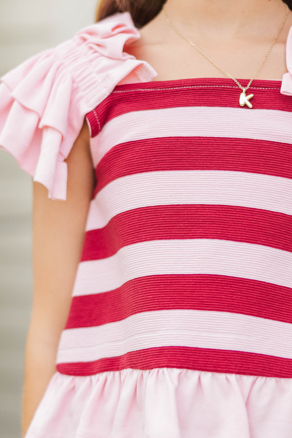 Girls: For All the Moments Burgundy Striped Tank