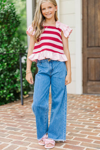 Girls: For All the Moments Burgundy Striped Tank