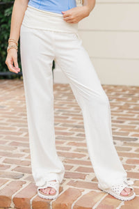 Girls: The Iconic Cream Foldover Pants