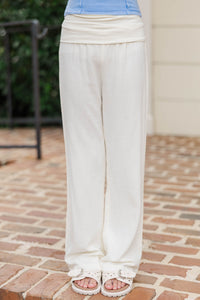 Girls: The Iconic Cream Foldover Pants