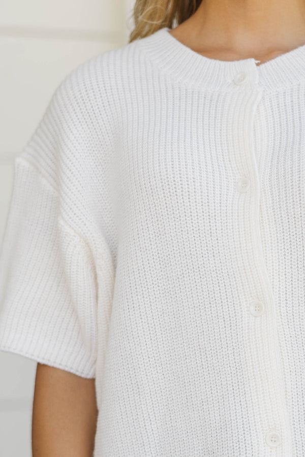 Top Of Class Cream Short Sleeve Cardigan