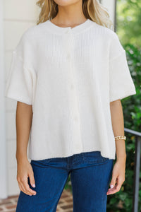 Top Of Class Cream Short Sleeve Cardigan