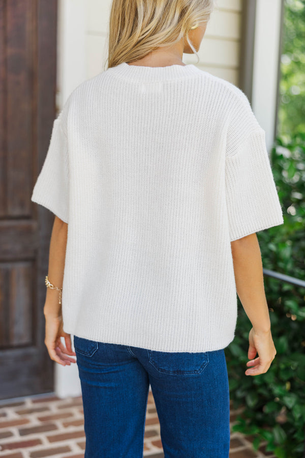 Top Of Class Cream Short Sleeve Cardigan