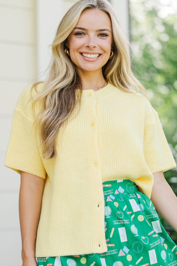 Top Of Class Yellow Short Sleeve Cardigan