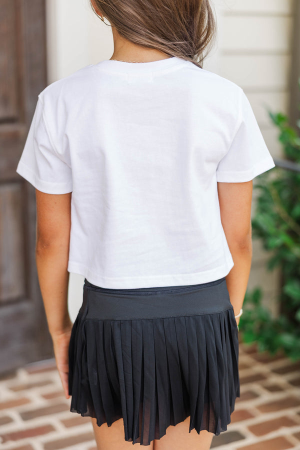 Girls: My Team Black Gingham Panthers Applique Tee