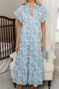 NURSING COLLECTION: In Your Dreams Blue/White Toile Midi Dress