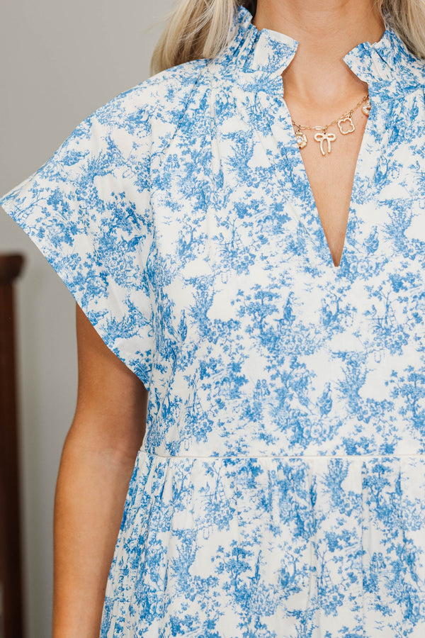 NURSING COLLECTION: In Your Dreams Blue/White Toile Midi Dress