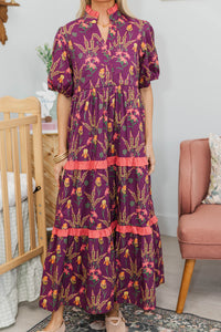 NURSING COLLECTION: Moment To Shine Plum Floral Midi Dress