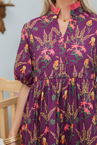 NURSING COLLECTION: Moment To Shine Plum Floral Midi Dress