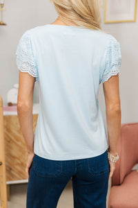NURSING COLLECTION: On The Ready Light Blue Eyelet Blouse