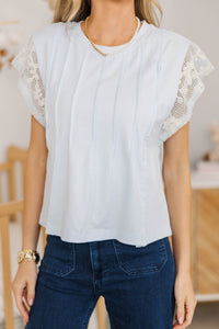 NURSING COLLECTION: Bright Side Up Light Blue Crochet Top
