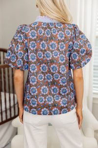 NURSING COLLECTION: Take Notice Brown Floral Blouse