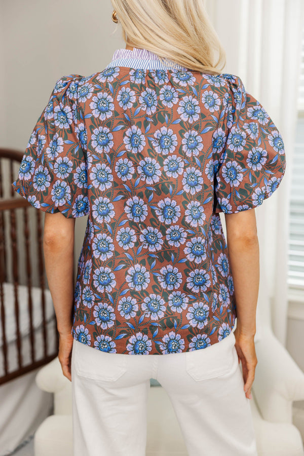 NURSING COLLECTION: Take Notice Brown Floral Blouse