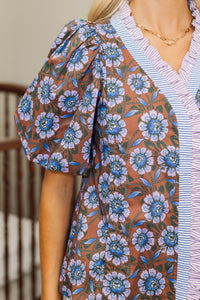 NURSING COLLECTION: Take Notice Brown Floral Blouse