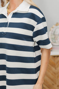 NURSING COLLECTION: Always Close Navy Stripe Dress