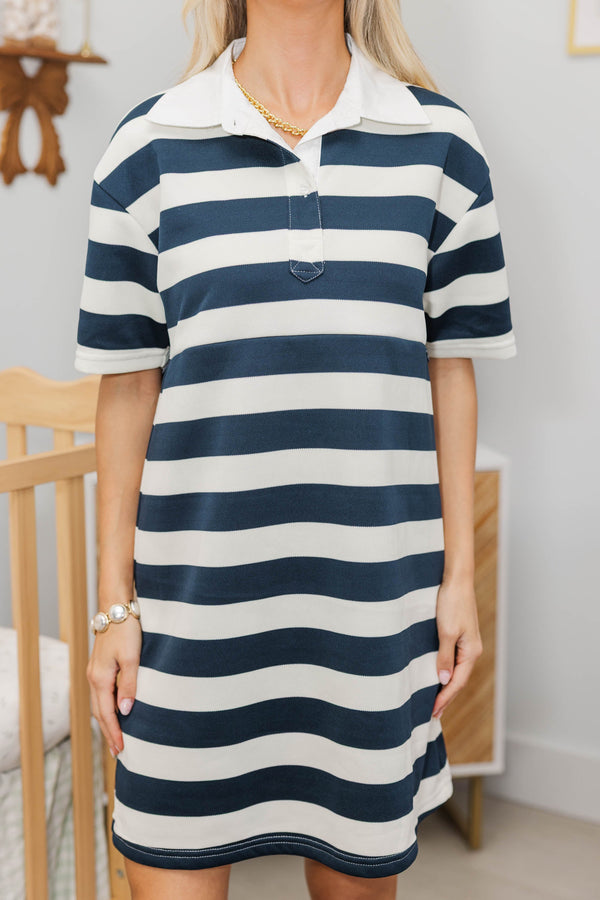 NURSING COLLECTION: Always Close Navy Stripe Dress
