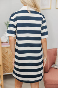NURSING COLLECTION: Always Close Navy Stripe Dress
