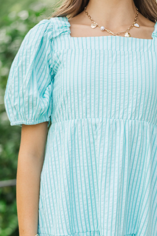 Girls: Think About It Mint Striped Midi Dress