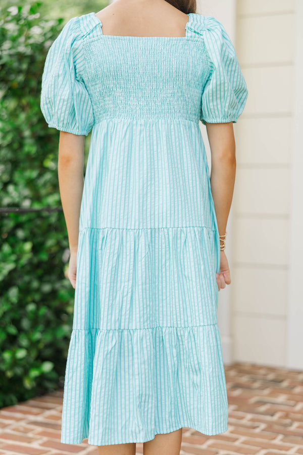 Girls: Think About It Mint Striped Midi Dress