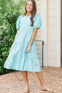Girls: Think About It Mint Striped Midi Dress
