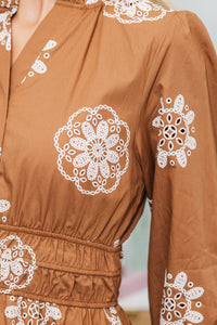 NURSING COLLECTION: It's All Alright Brown Eyelet Dress