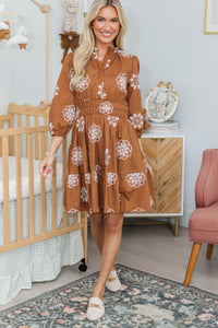 NURSING COLLECTION: It's All Alright Brown Eyelet Dress