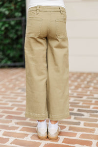 Girls: Give It Your All Olive Wide Leg Jeans