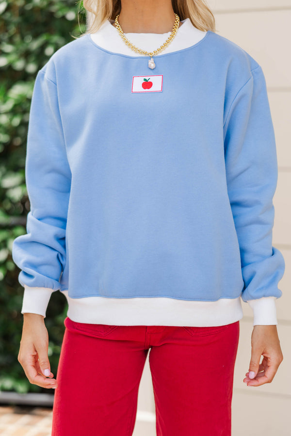 Class Is In Session Blue Mock Neck Sweatshirt