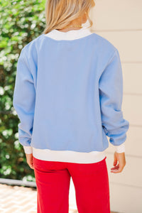 Class Is In Session Blue Mock Neck Sweatshirt