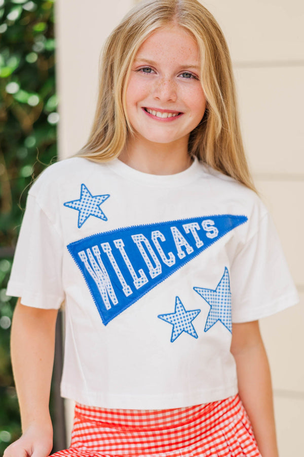 Girls: Varsity Pennant Blue Wildcats Tee