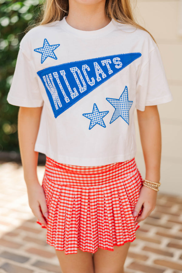 Girls: Varsity Pennant Blue Wildcats Tee