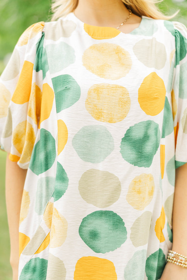 Happy Ending Green Polka Dot Dress