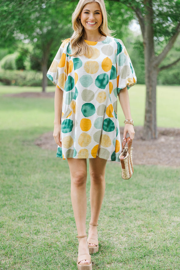 Happy Ending Green Polka Dot Dress