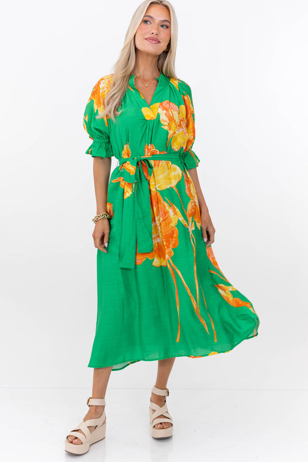 Couldn’t Love It More Green Floral Midi Dress