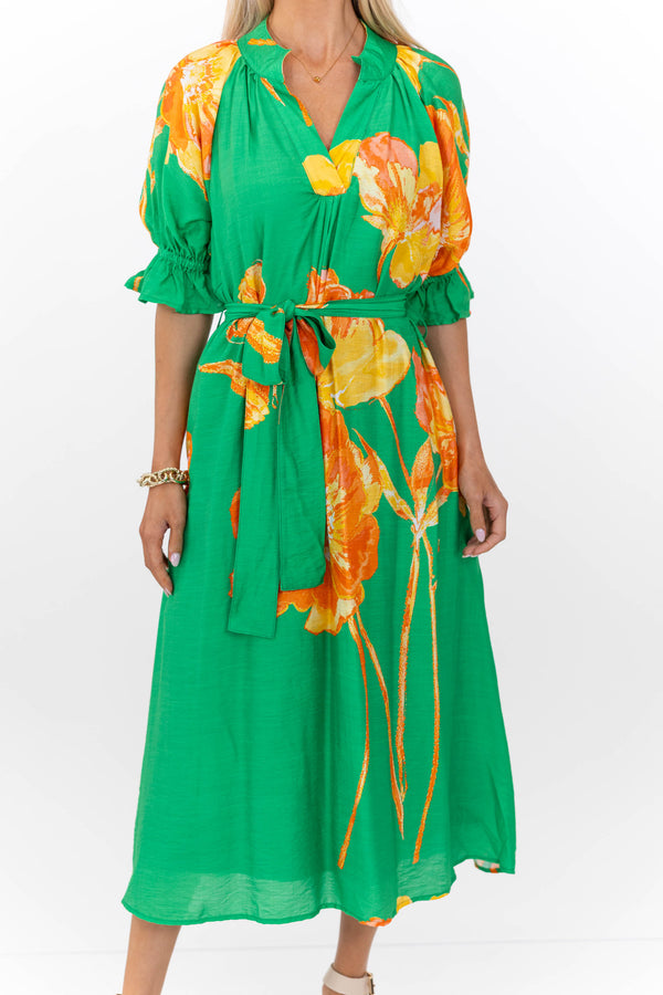 Couldn’t Love It More Green Floral Midi Dress
