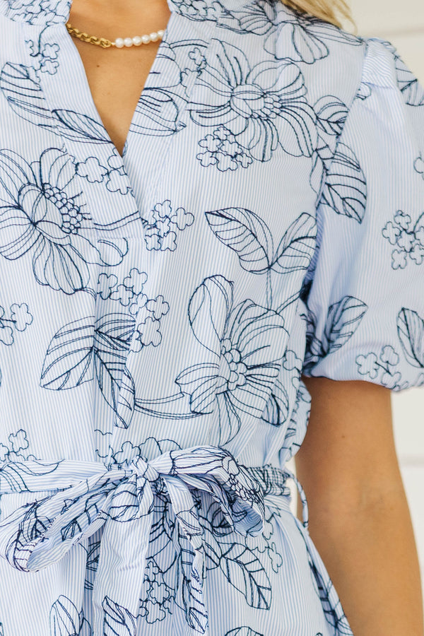 The Best Surprise Blue Floral Midi Dress