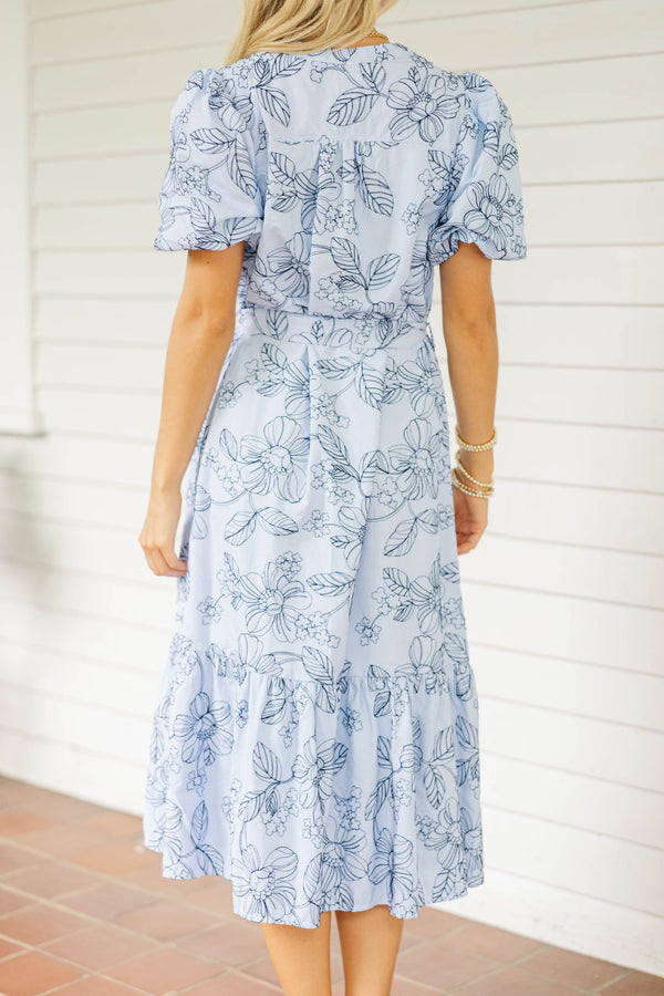 The Best Surprise Blue Floral Midi Dress