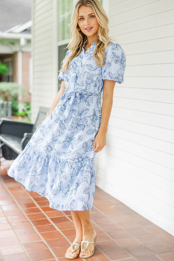 The Best Surprise Blue Floral Midi Dress