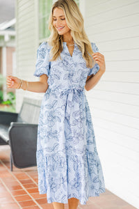 The Best Surprise Blue Floral Midi Dress